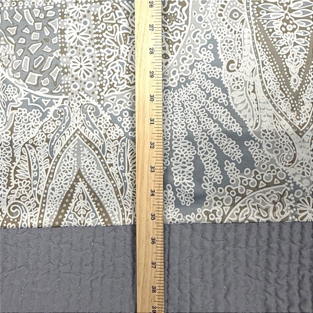 Gretchen Scott Grey Taupe Paisley Print 3/4 Sleeve Shift Dress Womens Medium - Picture 5 of 6